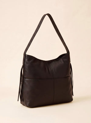Kira Leather Hobo Tote Bag - Cacao