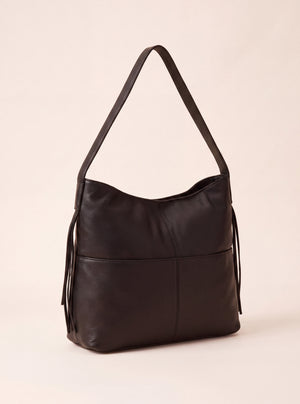 Kira Leather Hobo Tote Bag - Cacao