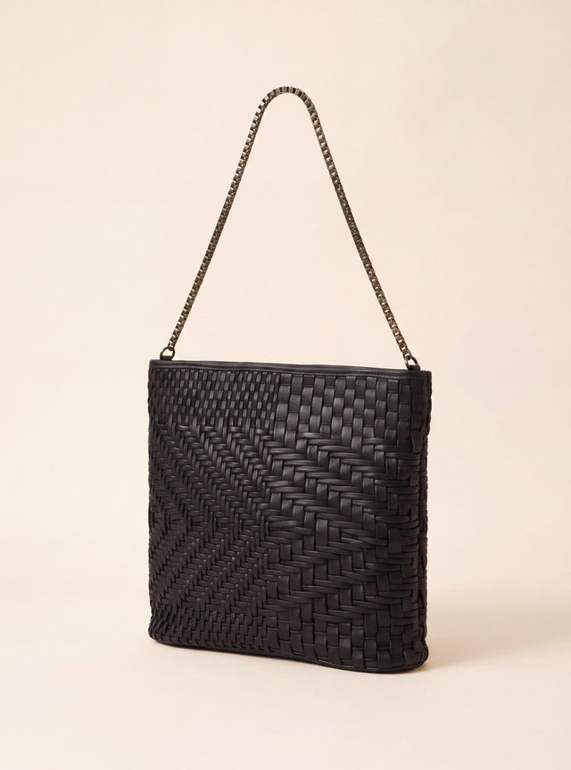 Baker Woven Leather Pochette - Black