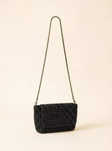 Posh Woven Leather Clutch Bag - Black