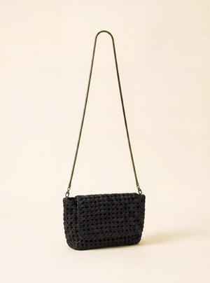 Posh Woven Leather Clutch Bag - Black