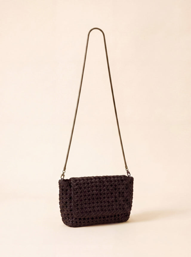 Posh Woven Leather Clutch Bag - Walnut
