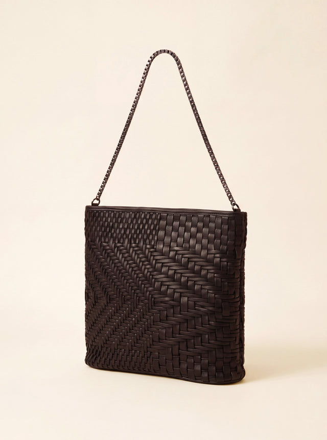 Baker Woven Leather Pochette - Walnut