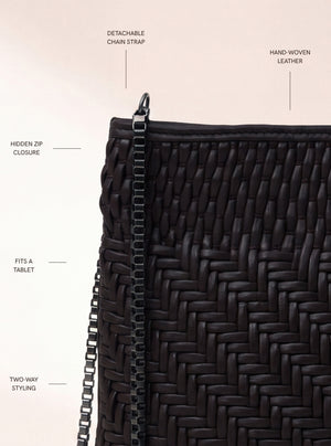 Baker Woven Leather Pochette - Black