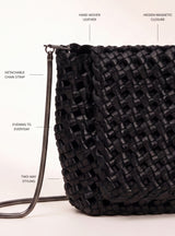 Posh Woven Leather Clutch Bag - Black