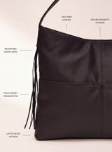 Kira Leather Hobo Tote Bag - Cacao