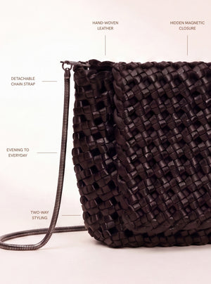 Posh Woven Leather Clutch Bag - Walnut