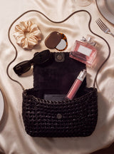 Posh Woven Leather Clutch Bag - Black