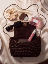 Posh Woven Leather Clutch Bag - Walnut