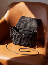 Posh Woven Leather Clutch Bag - Black