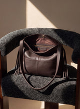 Kira Leather Hobo Tote Bag - Cacao