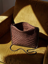 Baker Woven Leather Pochette - Walnut