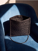 Baker Woven Leather Pochette - Black