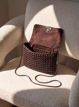 Posh Woven Leather Clutch Bag - Walnut