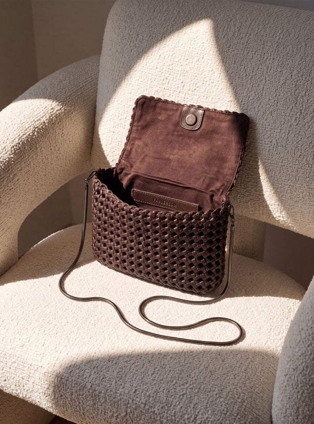 Posh Woven Leather Clutch Bag - Walnut