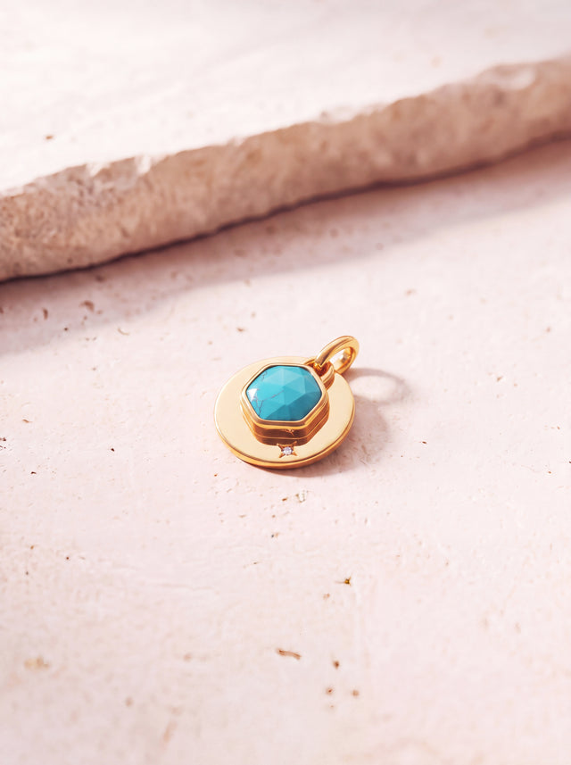 Zeno Turquoise Hexagon Charm Pendant - 18k Gold Vermeil