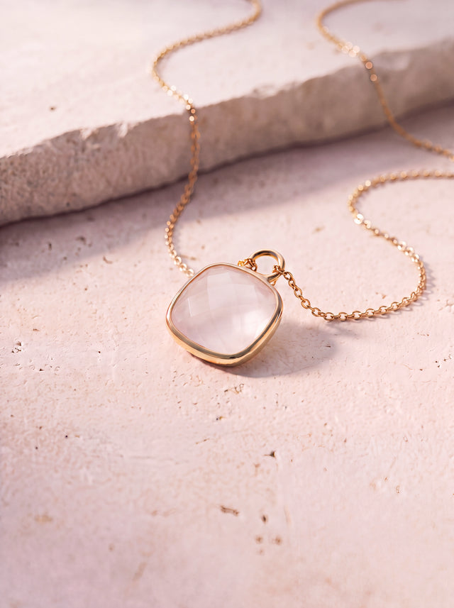 Luma Rose Quartz Pendant - 18k Gold Vermeil