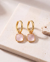 Chand Rose Quartz Hoop Earrings - 18k Gold Vermeil