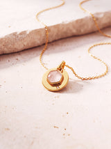 Zeno Rose Quartz Hexagon Charm Pendant - 18k Gold Vermeil