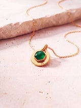 Zeno Green Onyx Hexagon Charm Pendant - 18k Gold Vermeil