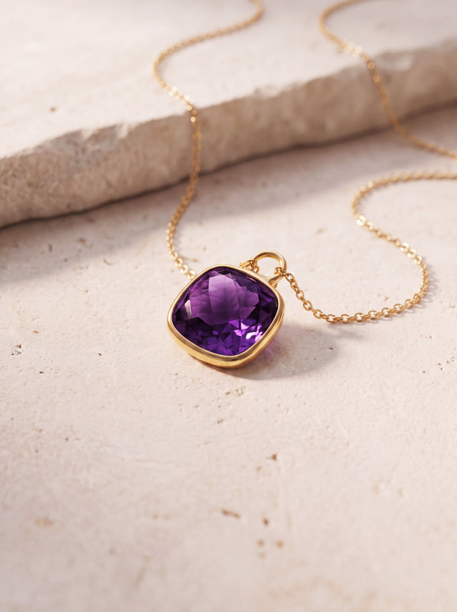 Luma African Amethyst Pendant - 18k Gold Vermeil