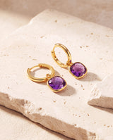 Chand African Amethyst Hoop Earrings - 18k Gold Vermeil