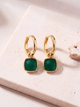 Chand Green Onyx Hoop Earrings - 18k Gold Vermeil