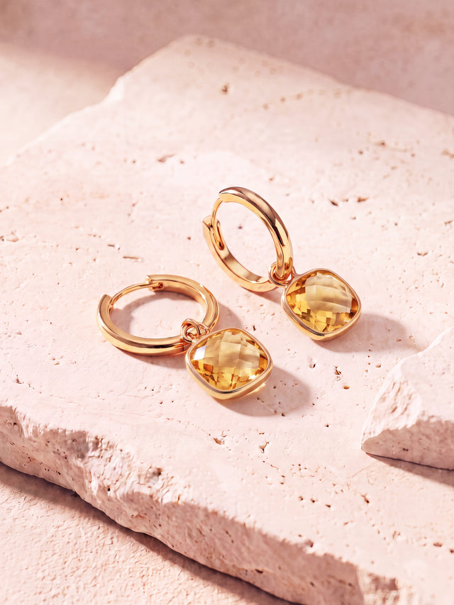 Chand Citrine Hoop Earrings - 18k Gold Vermeil