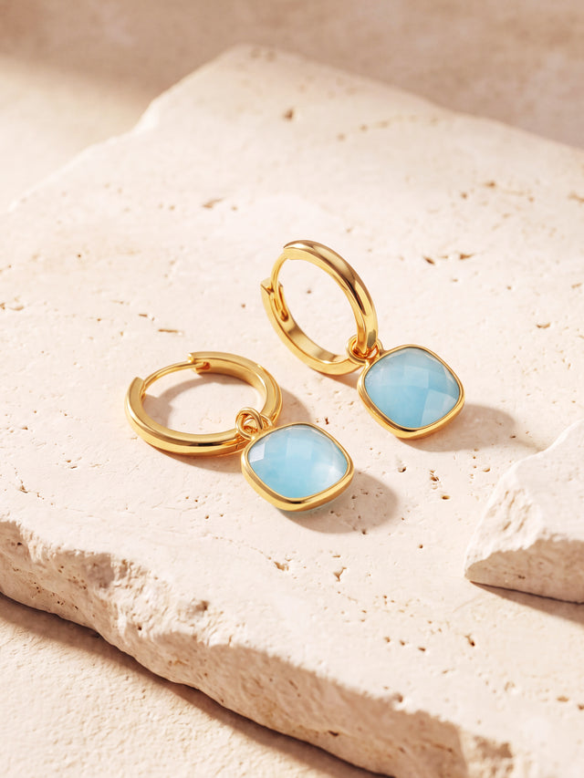 Chand Aquamarine Hoop Earrings - 18k Gold Vermeil