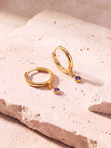 Demi African Amethyst Double Hoop Earrings - 18k Gold Vermeil