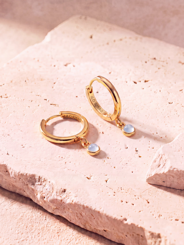Demi Aquamarine Double Hoop Earrings - 18k Gold Vermeil