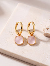Chand Rose Quartz Hoop Earrings - 18k Gold Vermeil