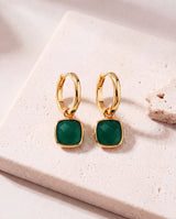 Chand Green Onyx Hoop Earrings - 18k Gold Vermeil