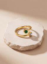 Tova Green Onyx & Labradorite Adjustable Ring - 18k Gold Vermeil