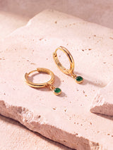 Demi Green Onyx Double Hoop Earrings - 18k Gold Vermeil