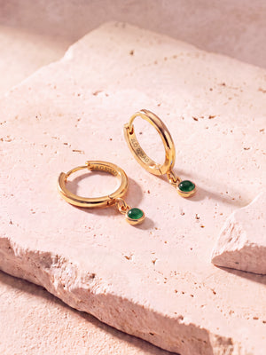 Demi Green Onyx Double Hoop Earrings - 18k Gold Vermeil