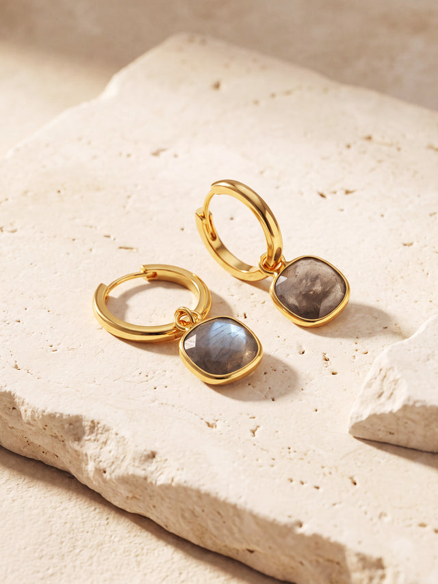 Chand Labradorite Hoop Earrings - 18k Gold Vermeil