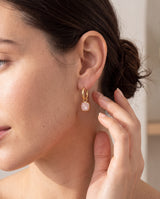 Chand Rose Quartz Hoop Earrings - 18k Gold Vermeil