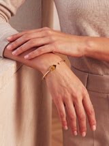 Dev Tiger Eye & Lab Diamond Cuff Bangle - 18k Gold Vermeil - Small