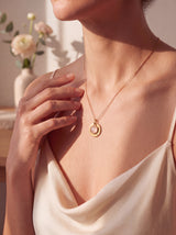 Zeno Rose Quartz Hexagon Charm Pendant - 18k Gold Vermeil
