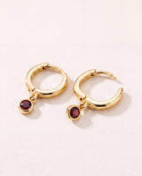 Demi Garnet Double Hoop Earrings - 18k Gold Vermeil