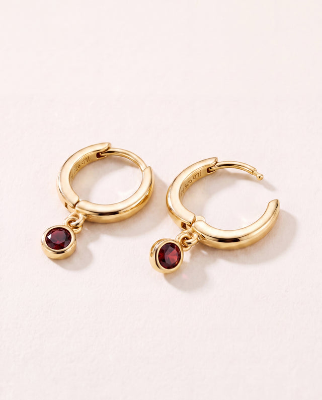 Demi Garnet Double Hoop Earrings - 18k Gold Vermeil