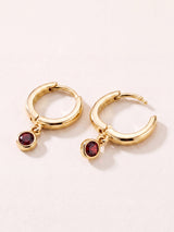 Demi Garnet Double Hoop Earrings - 18k Gold Vermeil