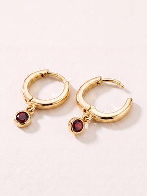 Demi Garnet Double Hoop Earrings - 18k Gold Vermeil