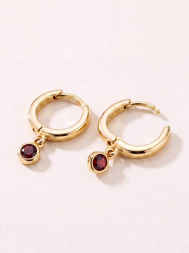 Demi Garnet Double Hoop Earrings - 18k Gold Vermeil