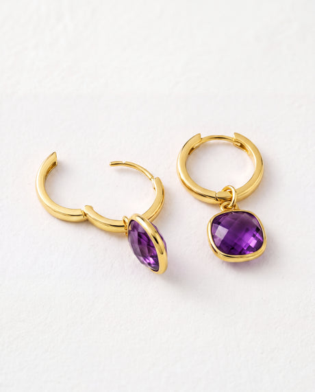 Chand African Amethyst Hoop Earrings - 18k Gold Vermeil