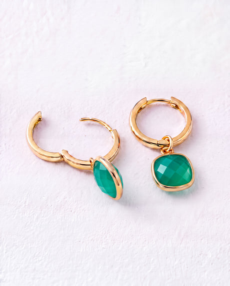 Chand Green Onyx Hoop Earrings - 18k Gold Vermeil