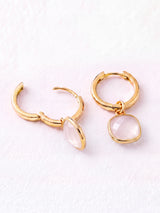 Chand Rose Quartz Hoop Earrings - 18k Gold Vermeil