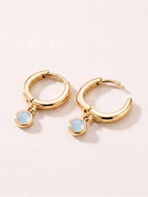 Demi Aquamarine Double Hoop Earrings - 18k Gold Vermeil
