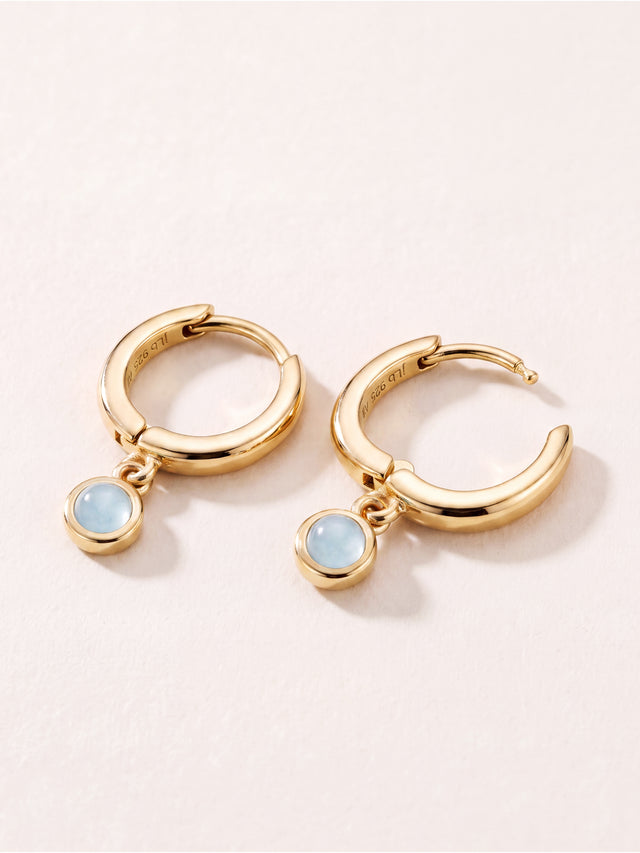 Demi Aquamarine Double Hoop Earrings - 18k Gold Vermeil